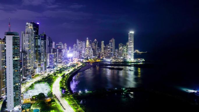 巴拿马城，巴拿马延时巴拿马夜景