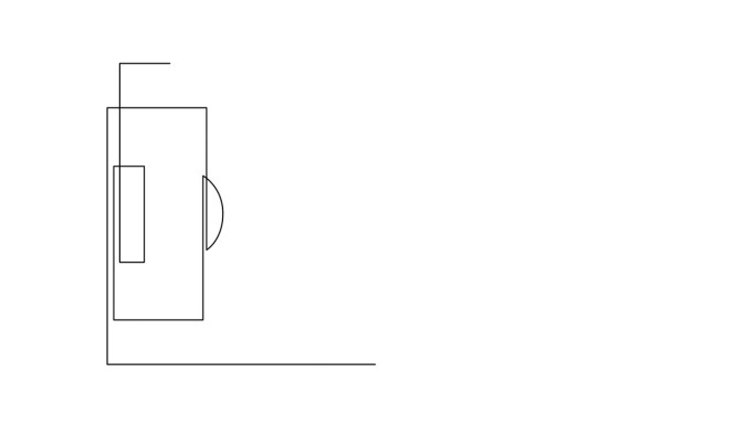 连续单线足球场的自绘制动画。用一条线绘制的动画足球场。