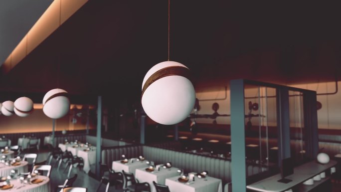 一个空的高级餐厅空镜头特写内景