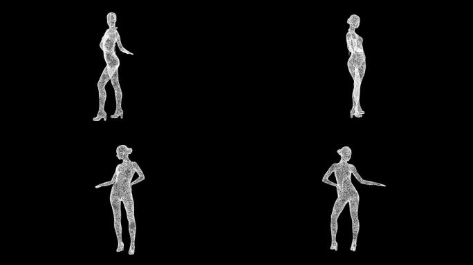 3D女子跳舞萨尔萨旋转黑色bg。运动健身理念。健康的生活方式。商业广告背景。用于标题，文本，演示。3