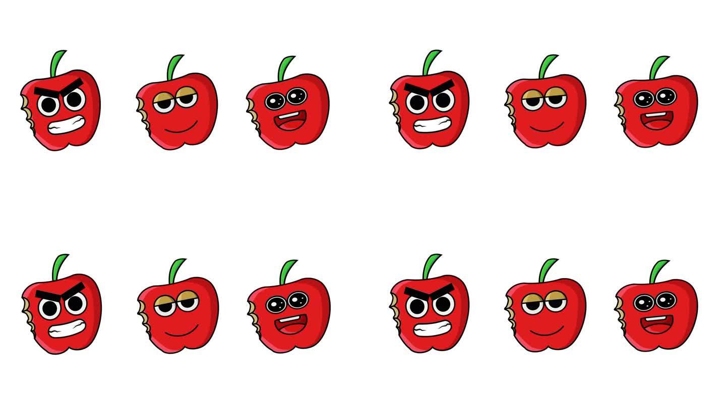 苹果各种表情的动画视频