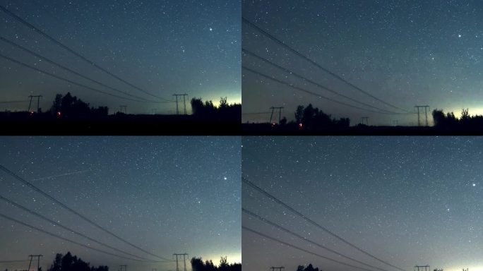 一群人在夏夜的田野里观察一年一度的英仙座流星雨