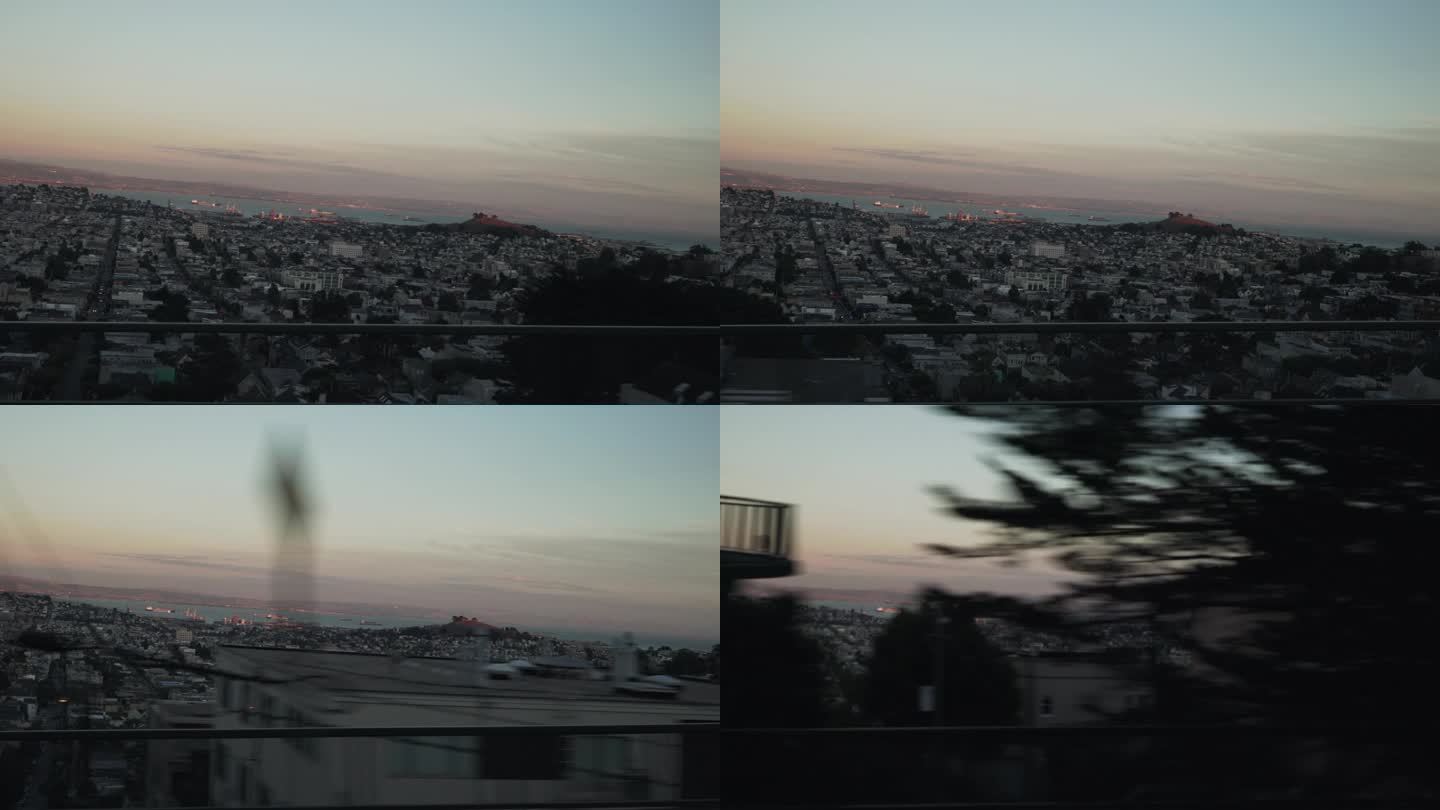 旧金山日落后的驾驶牌照侧视图