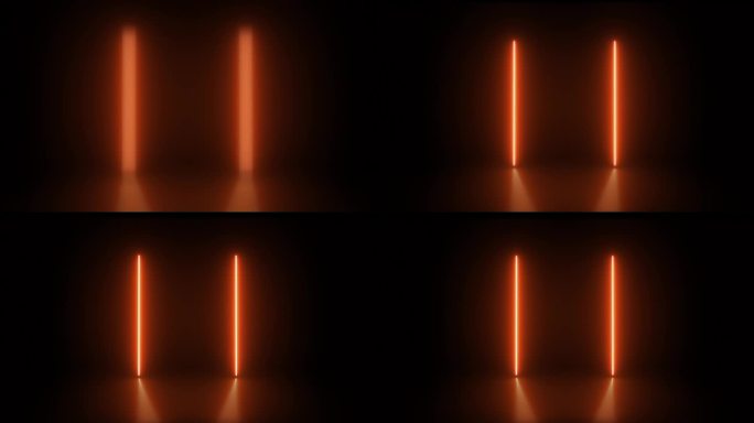 发光的霓虹灯，移动的抽象荧光背景动画黑色。