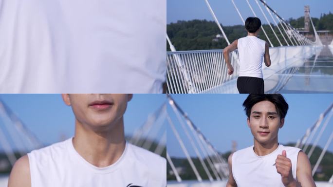 4K张家界大峡谷玻璃桥运动跑步7