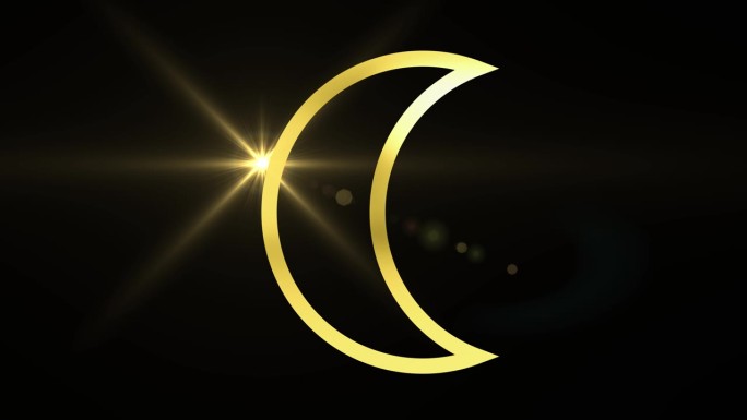 月亮生肖元素在黄金动画，与ALPHA通道(透明背景)在4K分辨率