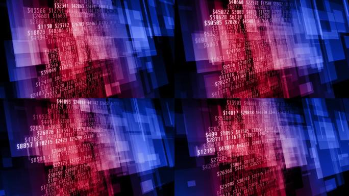 在一个迷人的美元动画中探索货币增长和下降的概念。金钱之旅的心脏探索运动的美元钞票和美元符号在一个令人