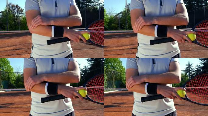 网球肘网球拍网球运动员视频素材