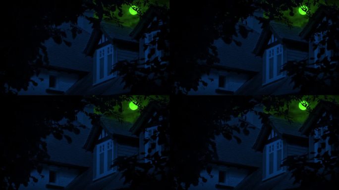 绿月和闪电在万圣节的房子