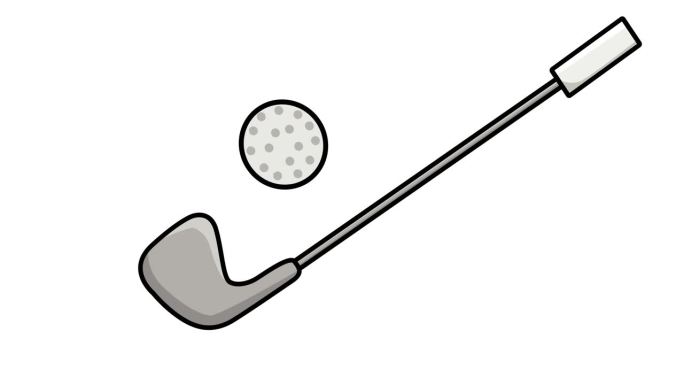 高尔夫球杆和高尔夫球的动画视频
