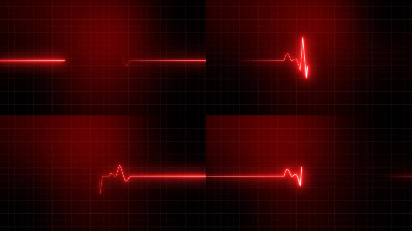 心脏跳动的心电图是红色的。心跳心电图镜头背景。