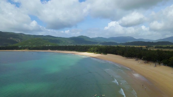 海南岛的热带沙滩，三亚，中国-静态航空景观