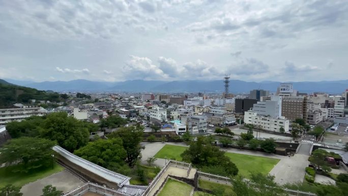 日本山梨县的神府市:神府市的市景。