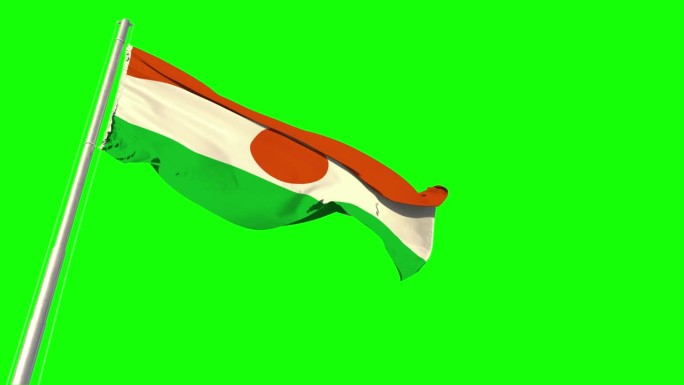 尼日尔的国旗在色度键屏上迎风飘扬，孤立