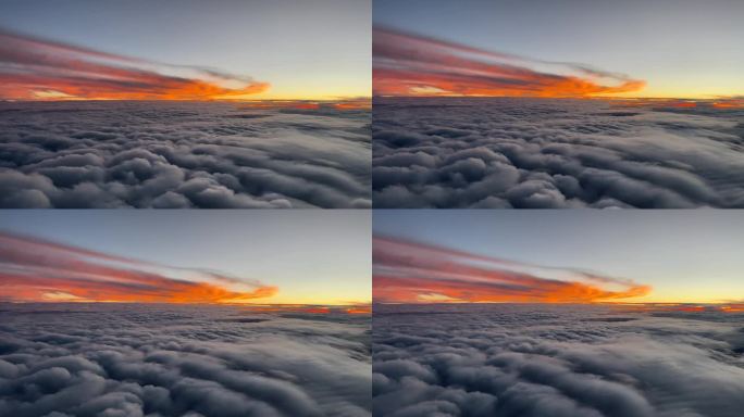 驾驶舱角度看日出天空多云和彩色4k运输镜头
