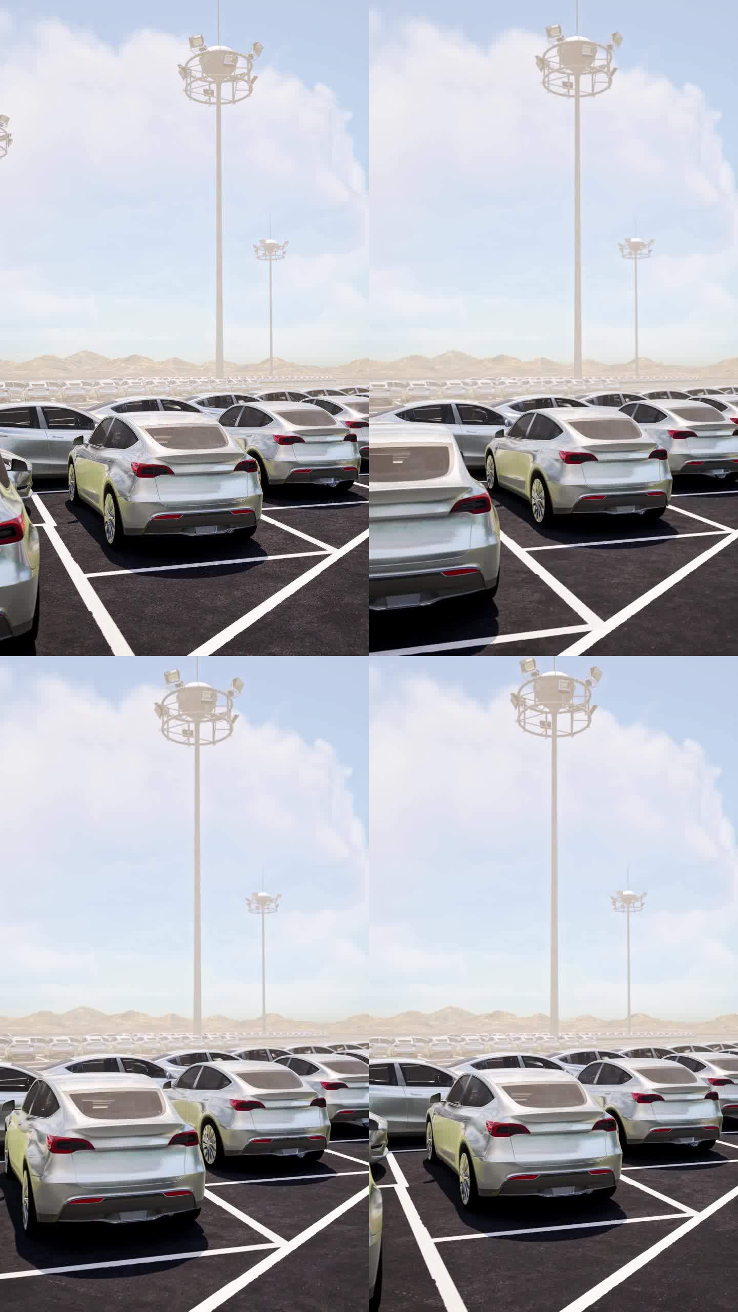 停车场里的新电动汽车——4K分辨率