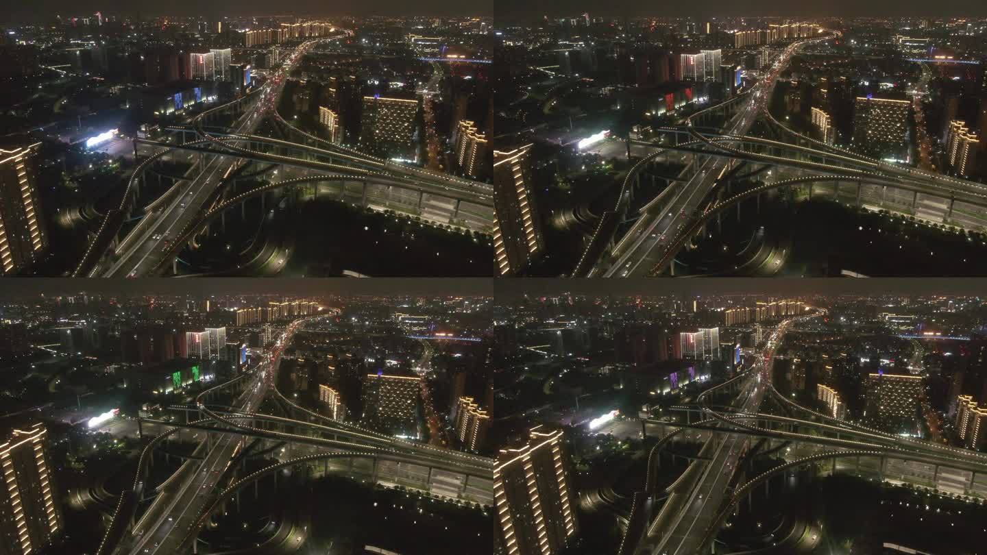 宁波东高架车流夜景 宜家旁延时航拍