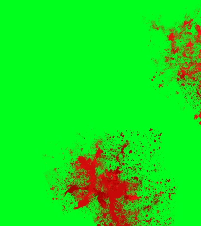 血溅在一个绿色的屏幕垂直视频