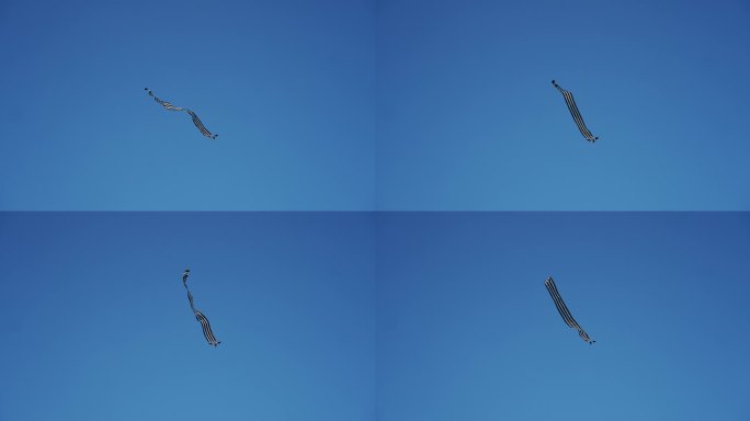 天空中的风筝蓝色纸鸢条纹