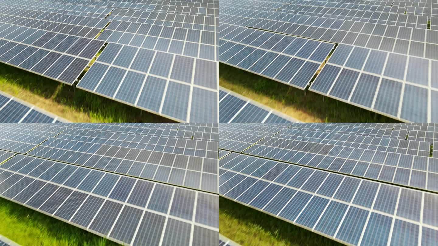 太阳能农场的太阳能板鸟瞰图(太阳能电池)