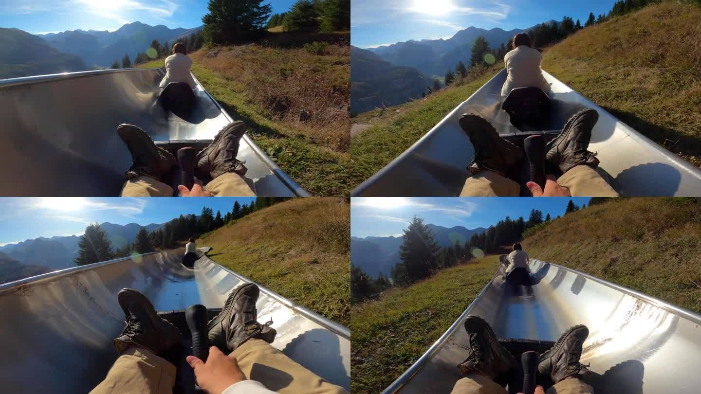 游客在瑞士享受过山车