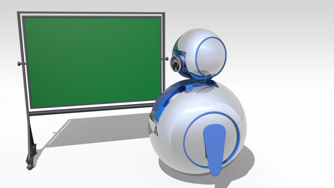 可爱的机器人老师机器人小黑板教学演示动画