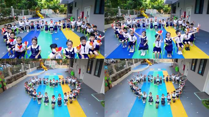 幼儿园老师和小朋友互动 开心跳舞玩耍