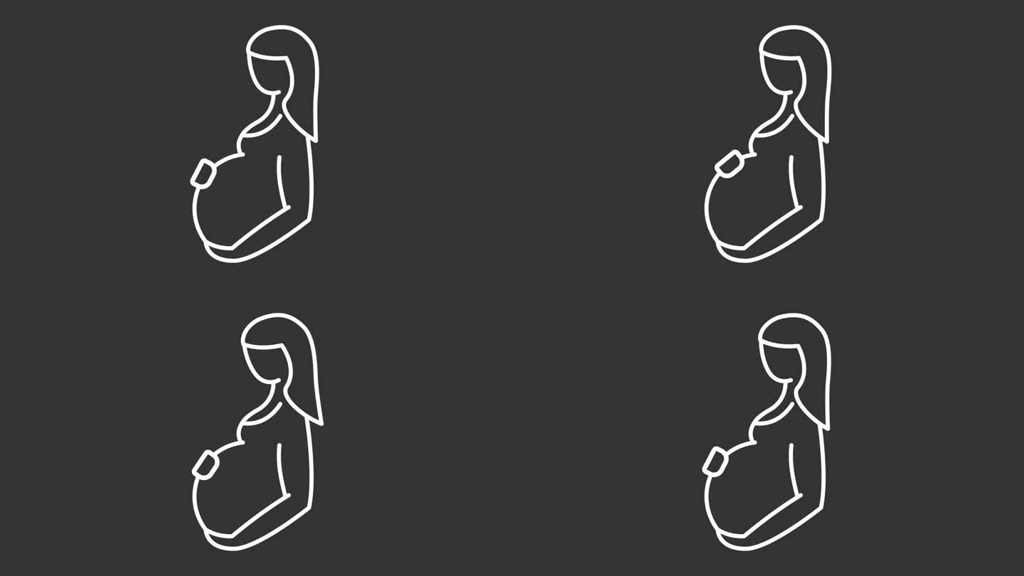 孕期白色图标动画母婴动画简笔画孕妇动画