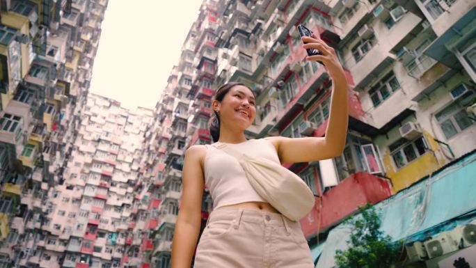 慢镜头:香港的旅游，入住，拍照景点，地产，住宿，旅游景点。