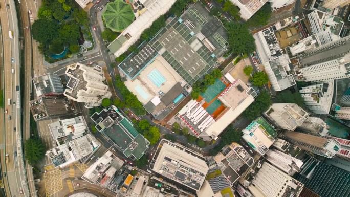 无人机拍摄的中国香港市景鸟瞰图。