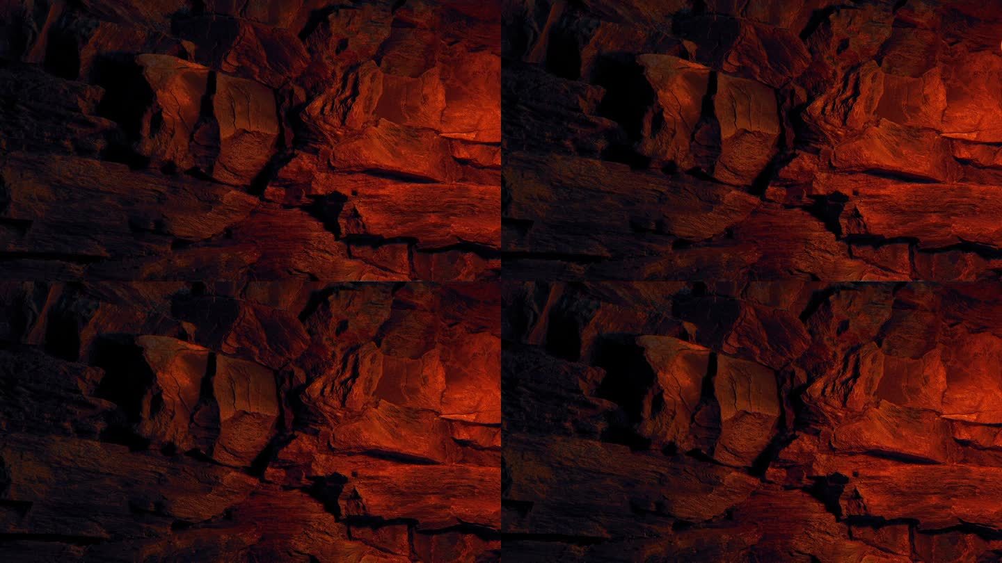 火光下的岩壁自然景观实拍素材