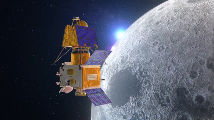 绕月球轨道运行的月球着陆器