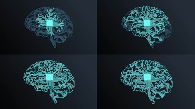 印制电路板以人脑的形式跳动并被绘制出来