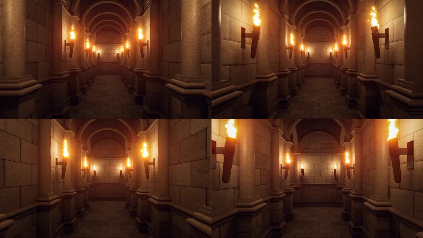 豪华隧道动画电影风格的古代神秘3d渲染