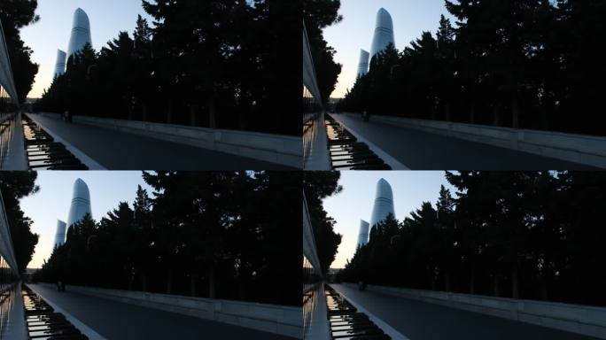 这段广角视频是在蓝色时段从永恒之火纪念碑附近拍摄的