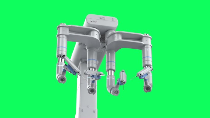 手术机器人被隔离在绿屏4k画面上