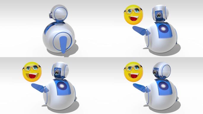 有说话表情符号的可爱机器人
