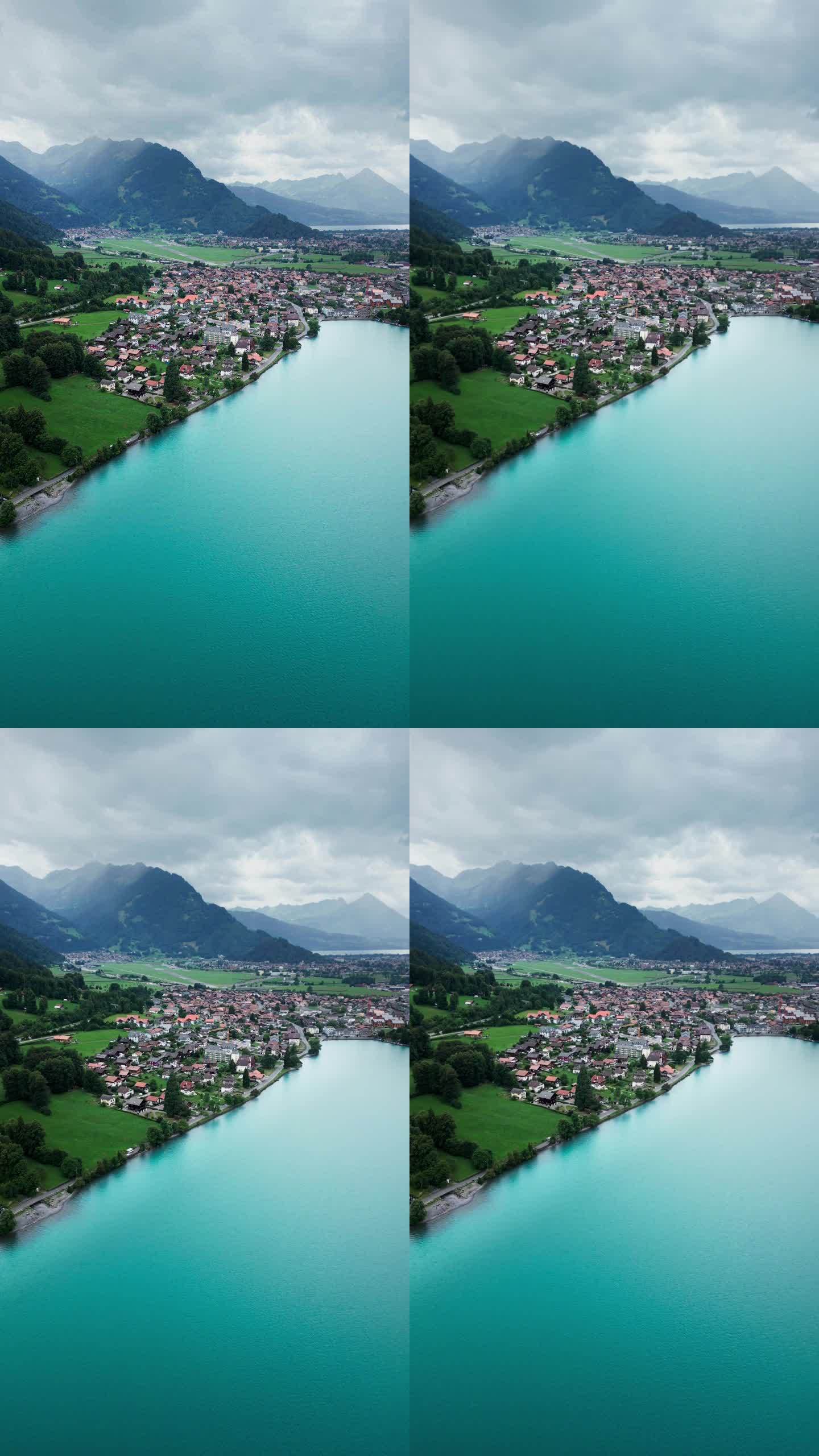 瑞士的布里恩茨湖，从夏天俯瞰布里恩茨市