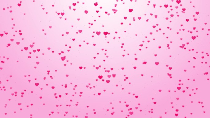 粒子飞行的心情人节粉红色红色动画心问候爱的心。
