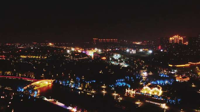 沧州南川老街夜景航拍