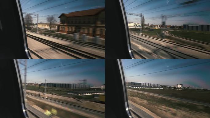 高铁之旅。侧窗窗外视频素材
