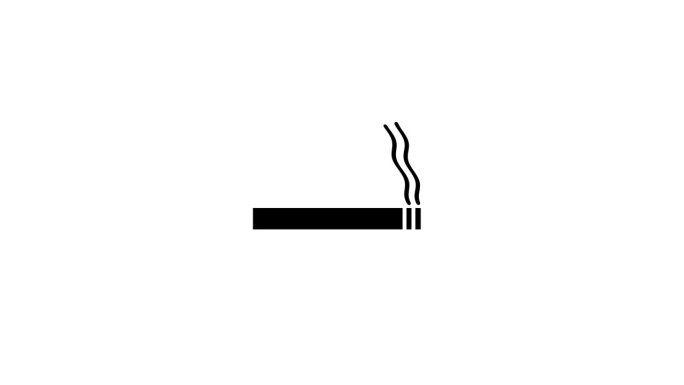 香烟标志动画与动画烟雾符号在白色背景。简单的设计