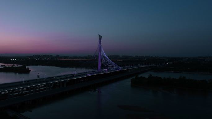 复兴大街夸滹沱河大桥一镜日转夜