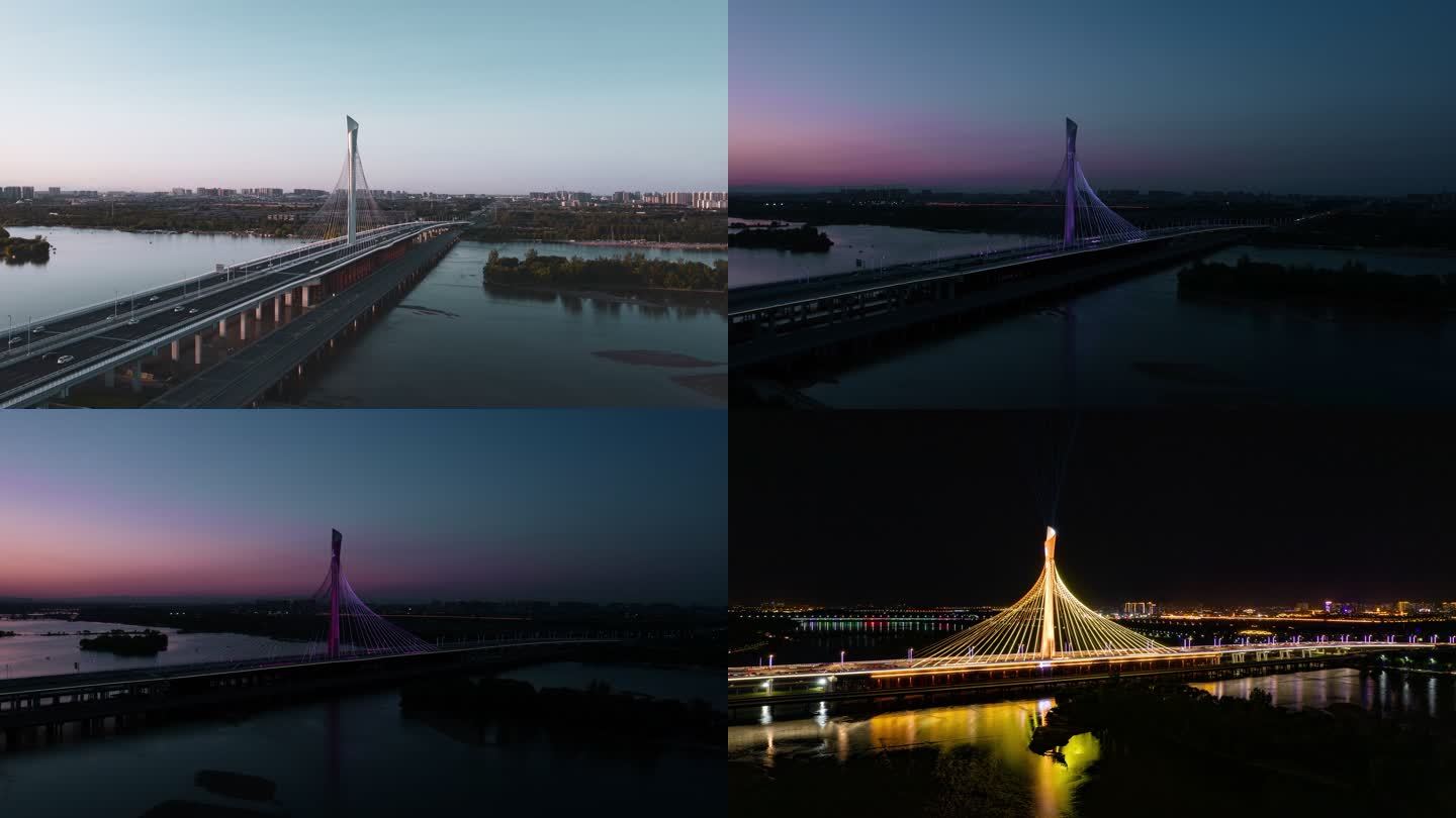 复兴大街夸滹沱河大桥一镜日转夜