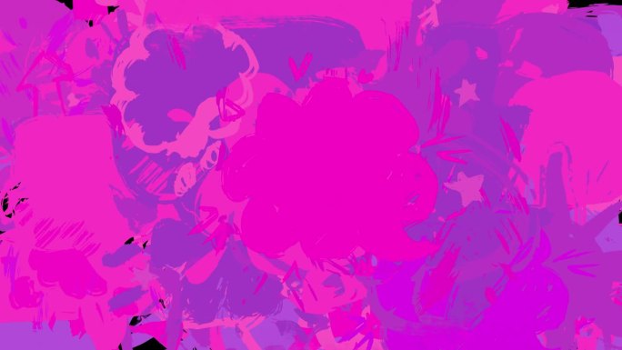 抽象紫色，粉红色涂鸦演讲泡沫动画。