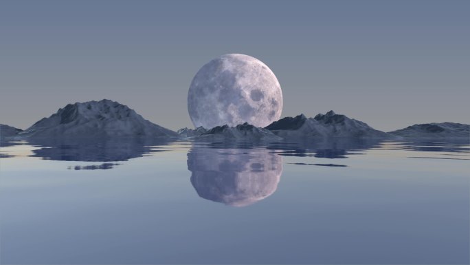 月球从水面升起