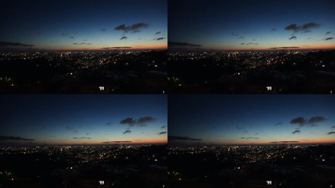 日本，冲绳，那霸:日落时分的那霸鸟瞰图。