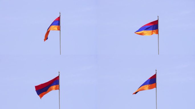 亚美尼亚国旗飘扬在埃里温共和国的主要广场上