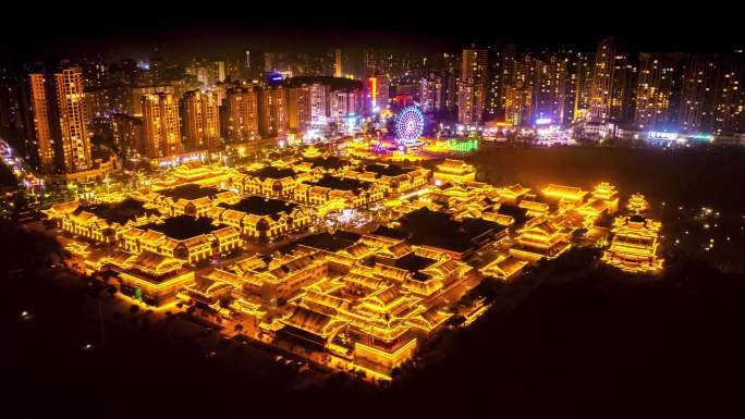 桂阳文化园 夜景延时航拍