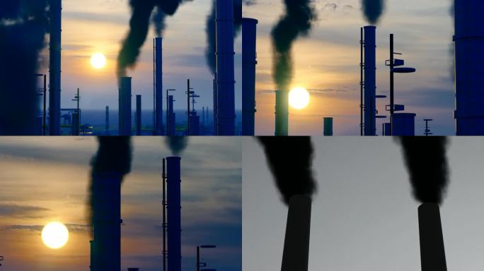 工厂烟筒排放废气污染空气